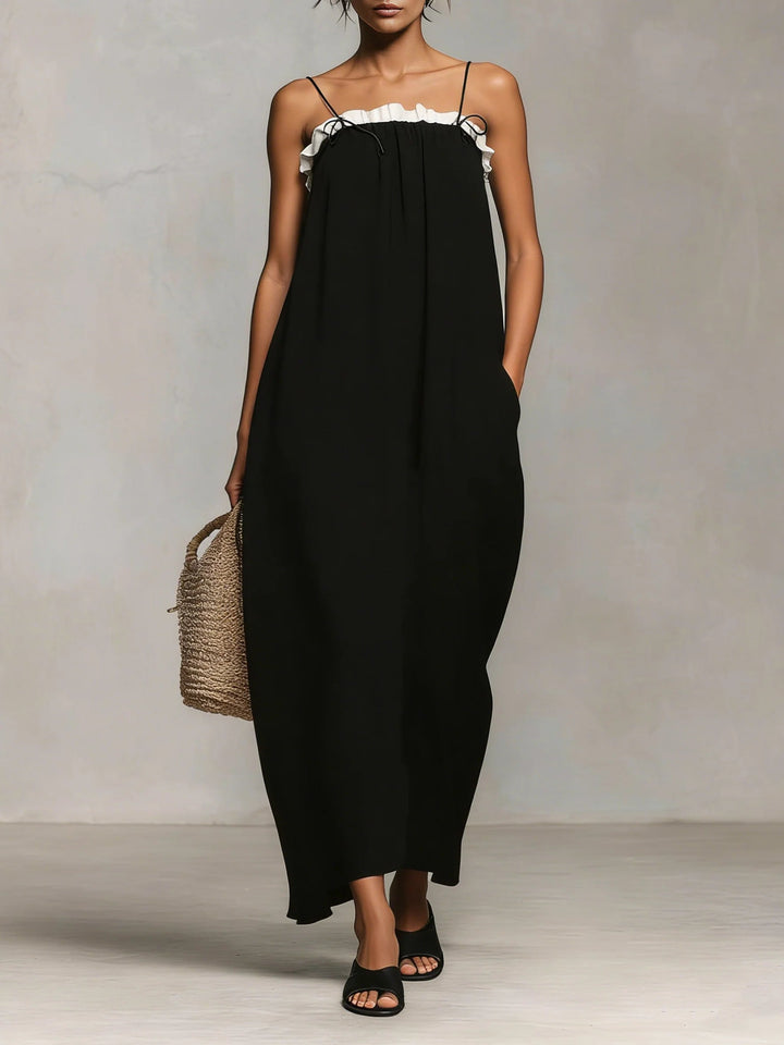 Mirelle™ | Maxi Robe Colorblock à Fines Bretelles