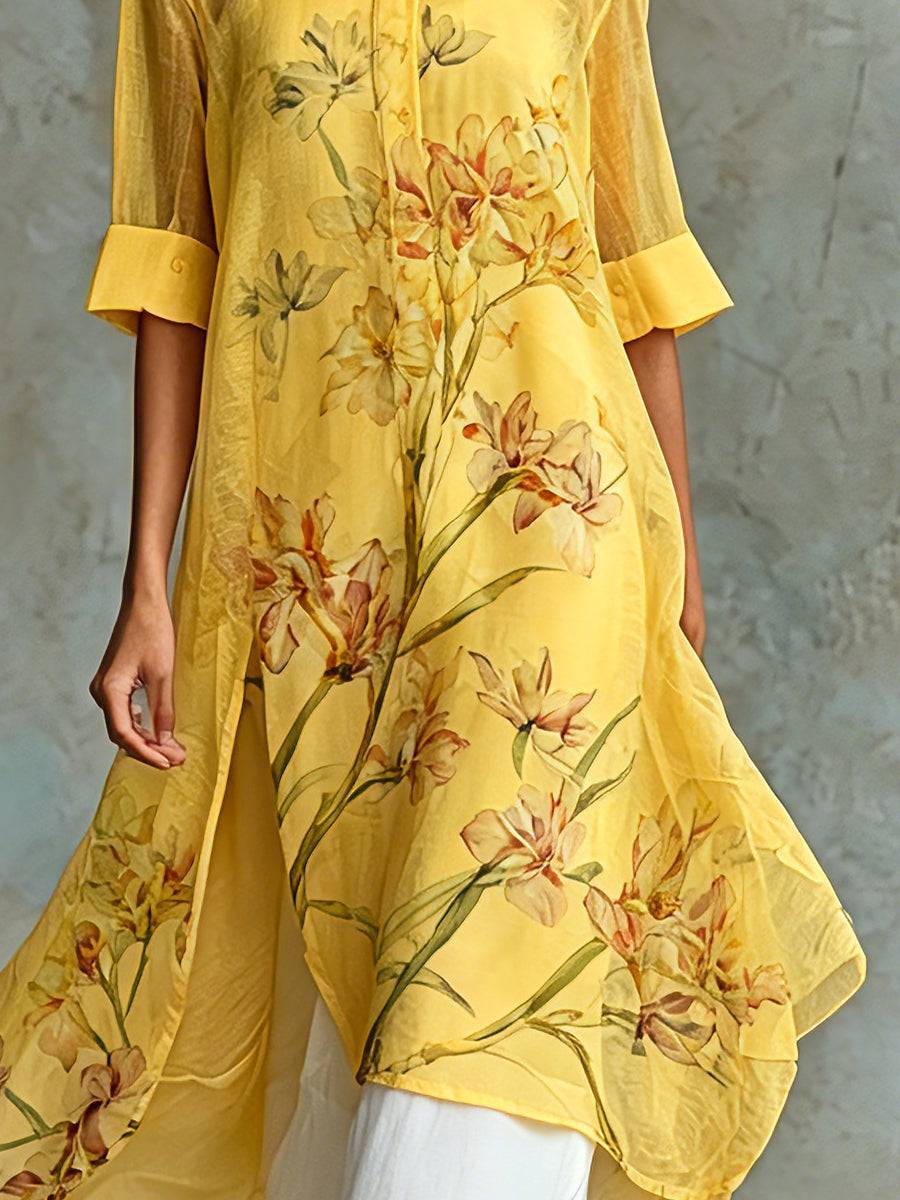 Marisol | Ensemble Deux Pièces Robe Midi Fleurie, Mélange Polyester