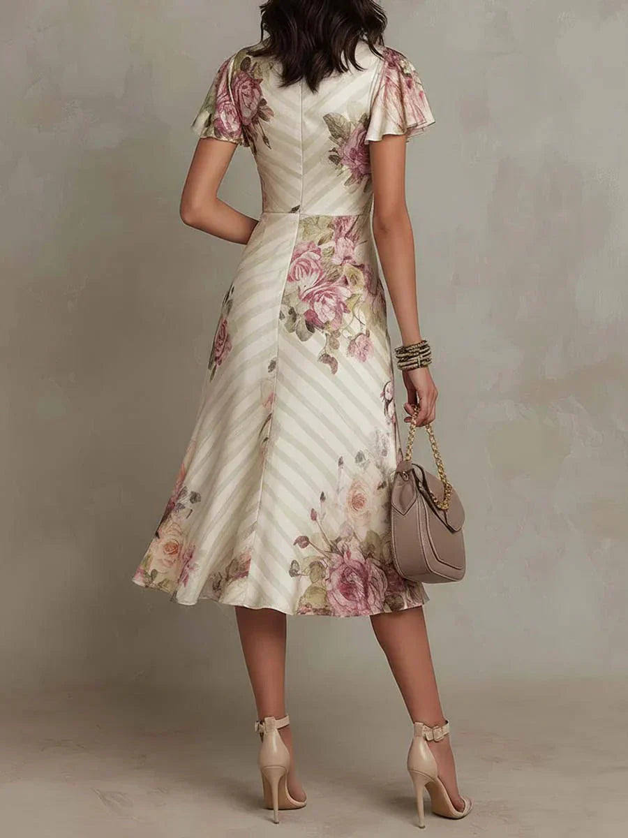 Alba™ | Robe Midi Élégante Style Rétro à Imprimé Floral