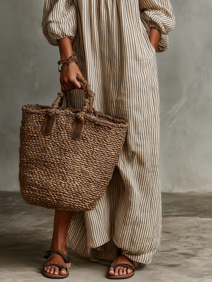 Carmen | Robe Longue en Coton et Lin, Épaules Dénudées