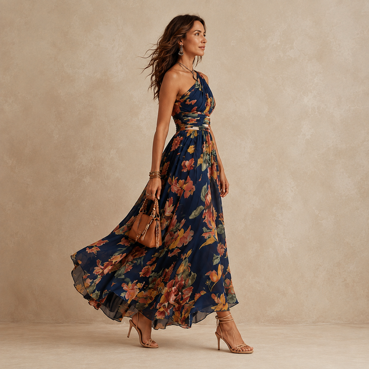 Celeste | Robe maxi fleurie à une épaule