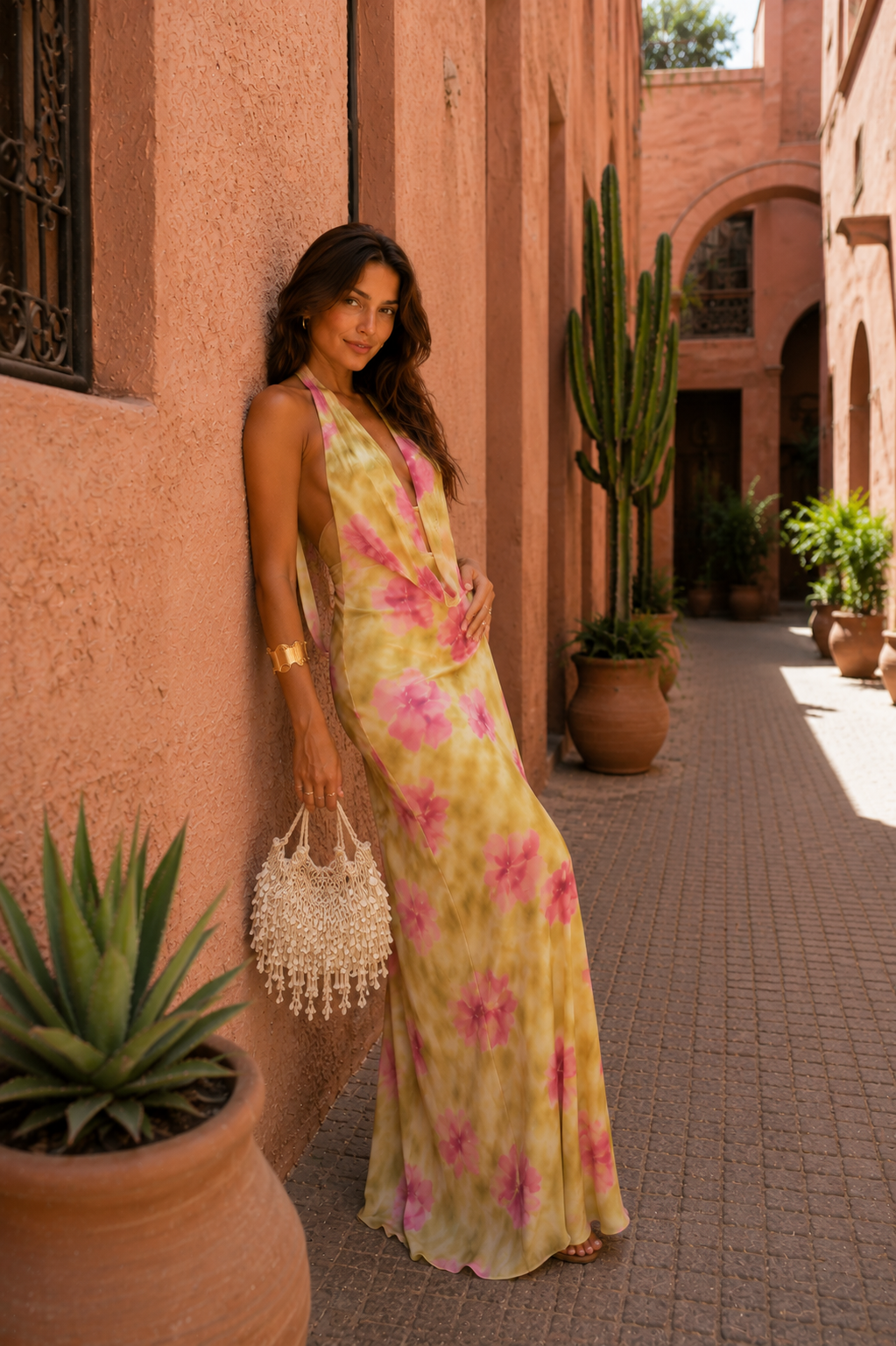 Robe Longue Florale à Décolleté Halter