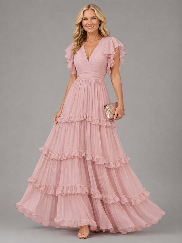 Zoé - Robe de mariée longue élégante rose clair