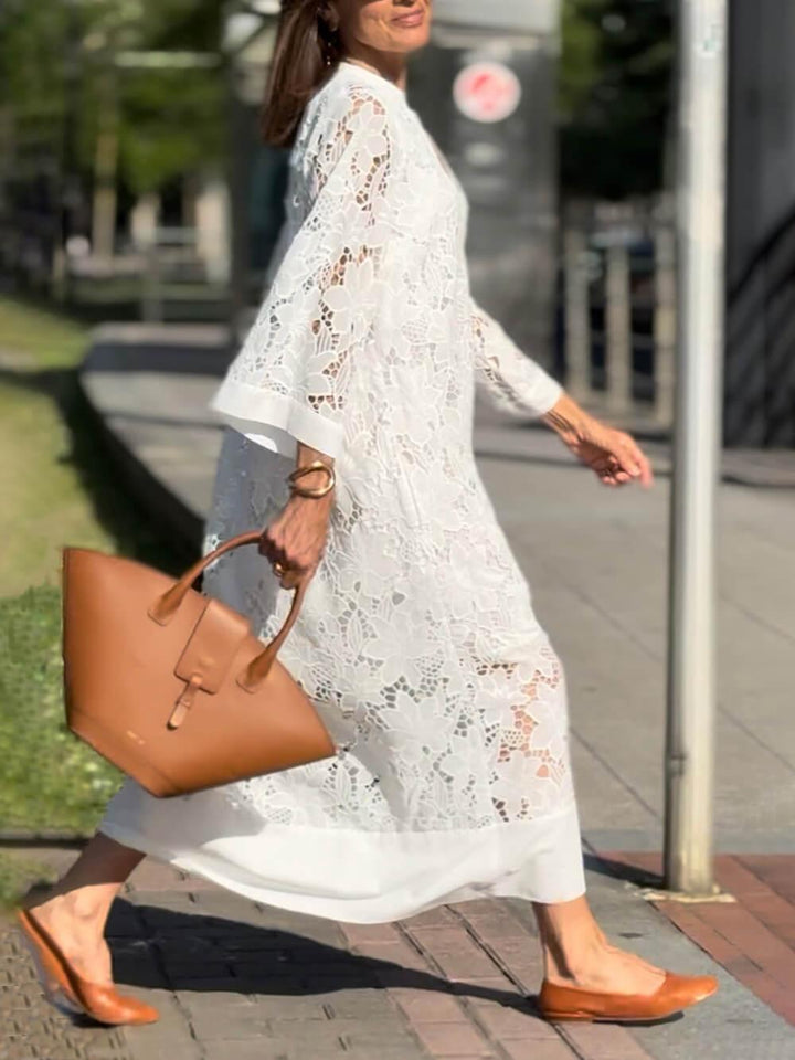 Willow | Robe Midi Décolleté en V Fleurs Glamour de Plage