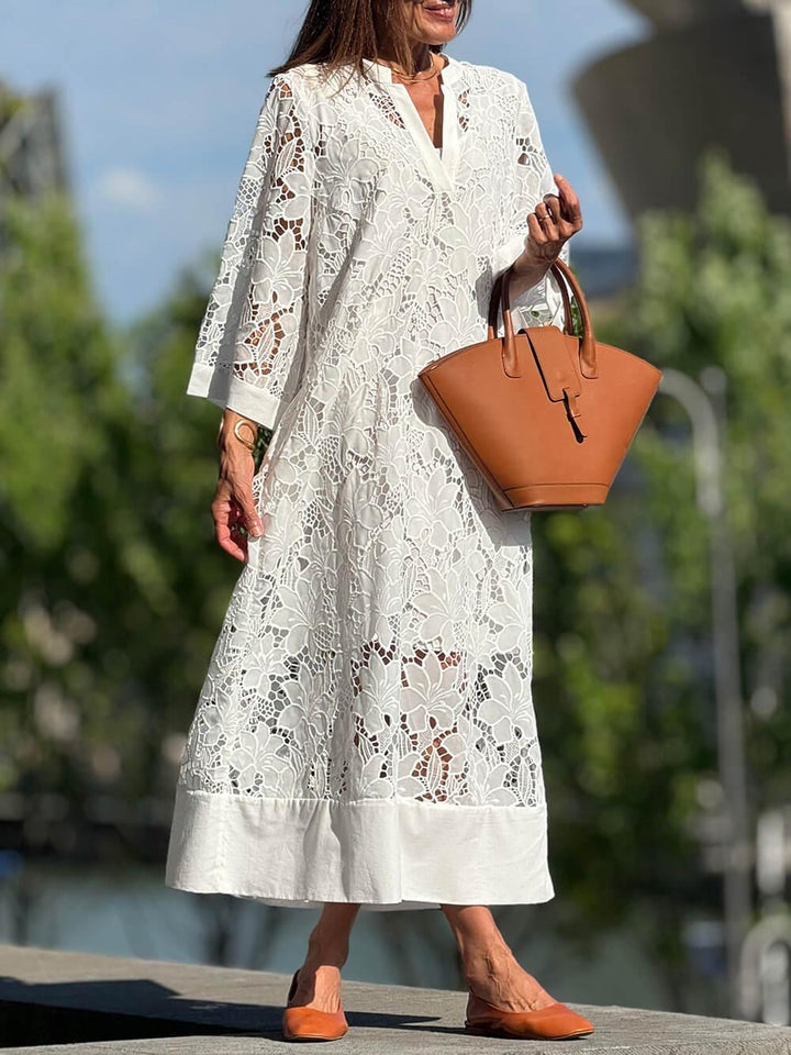Willow | Robe Midi Décolleté en V Fleurs Glamour de Plage