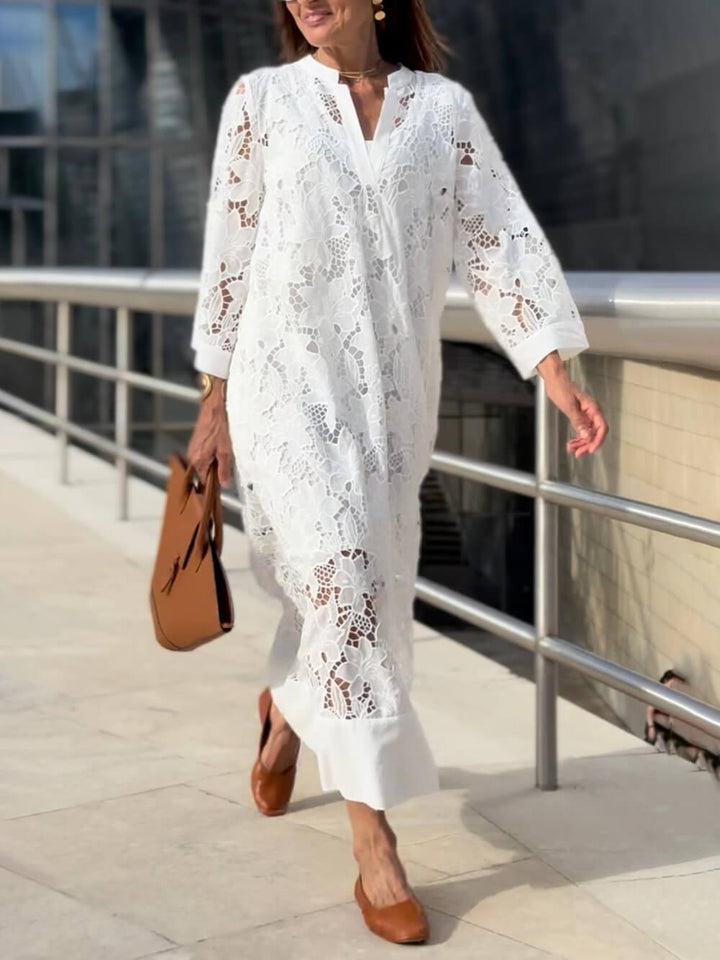 Willow | Robe Midi Décolleté en V Fleurs Glamour de Plage