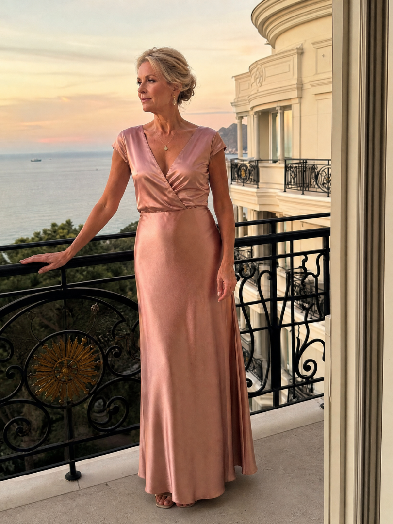 Samouse | Robe Maxi Portefeuille À Manches Courtes
