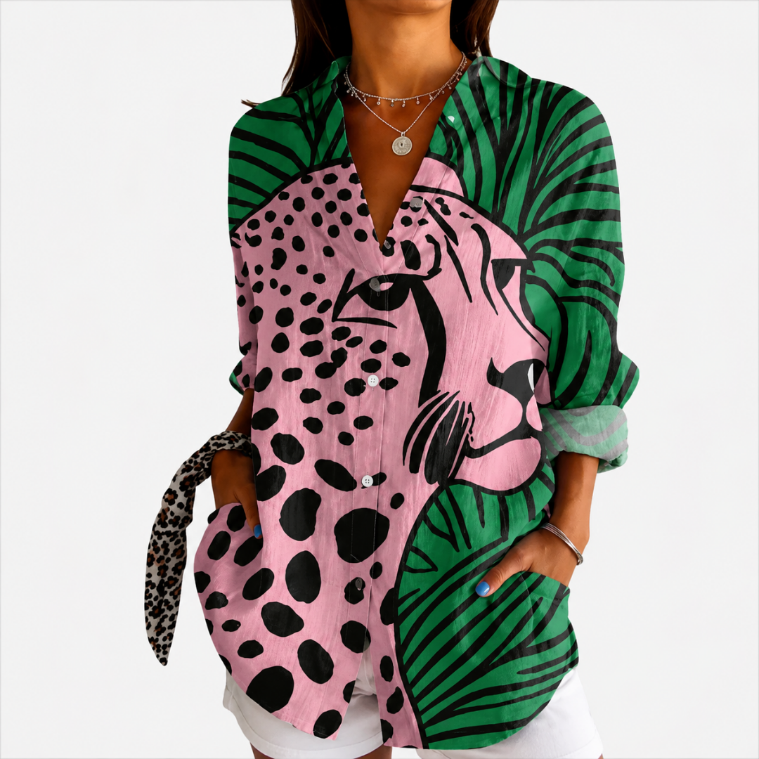 Blouse Artistique Léopard Tropical
