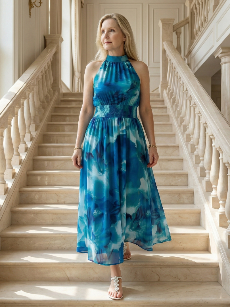 Sylin | Robe Midi Halter Froncée
