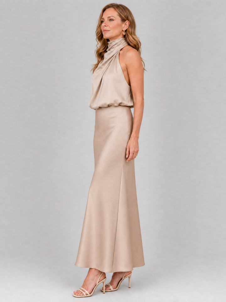Nopal | Robe Midi Sans Manches Col Drapé