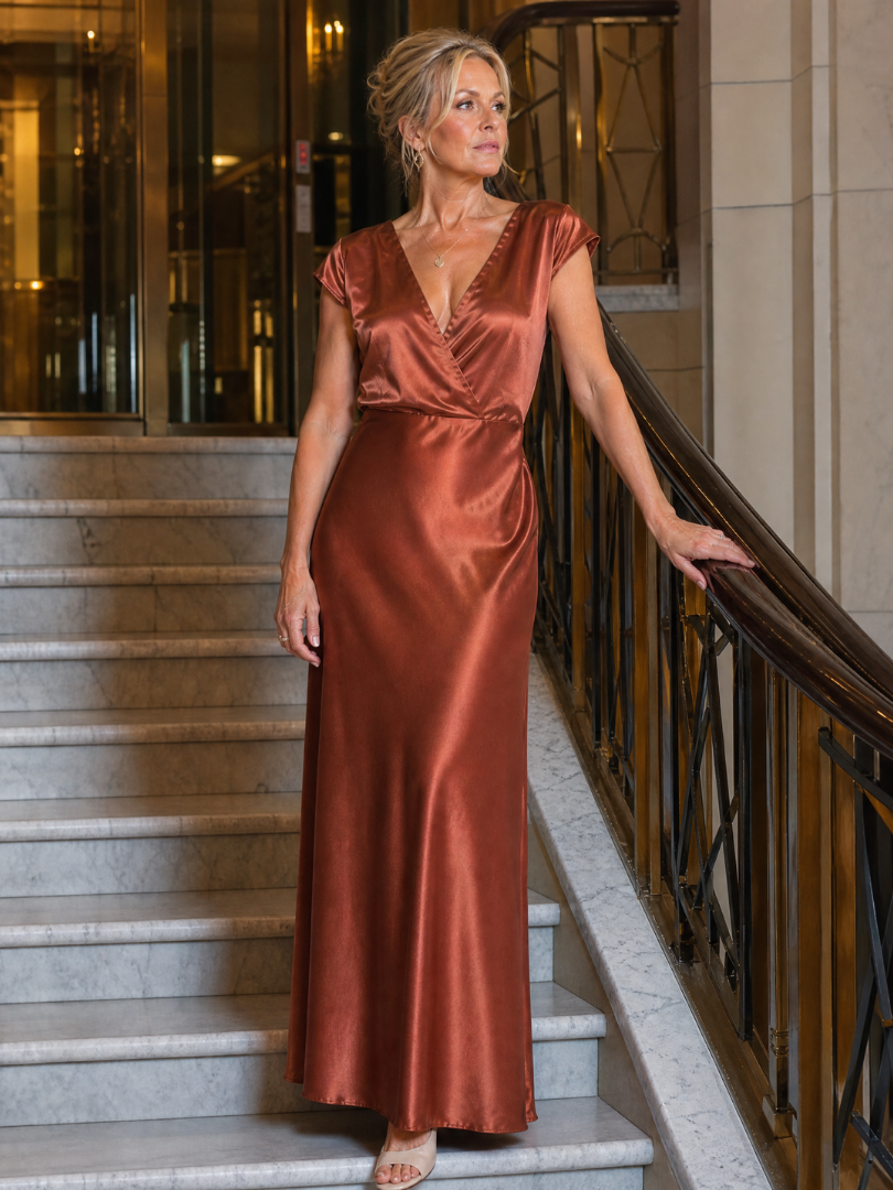 Samouse | Robe Maxi Portefeuille À Manches Courtes