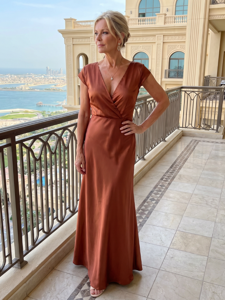 Samouse | Robe Maxi Portefeuille À Manches Courtes