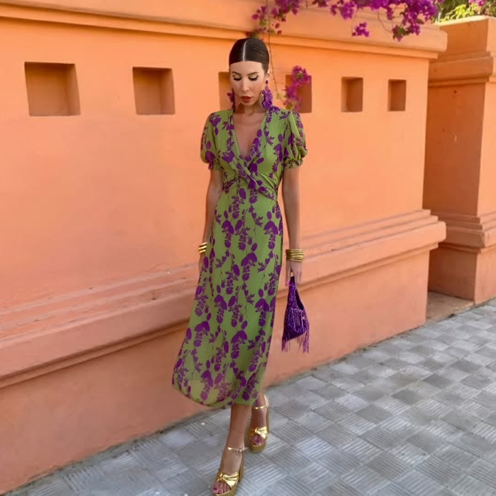 Ernestina™ | Robe Longue Fleurie Verte