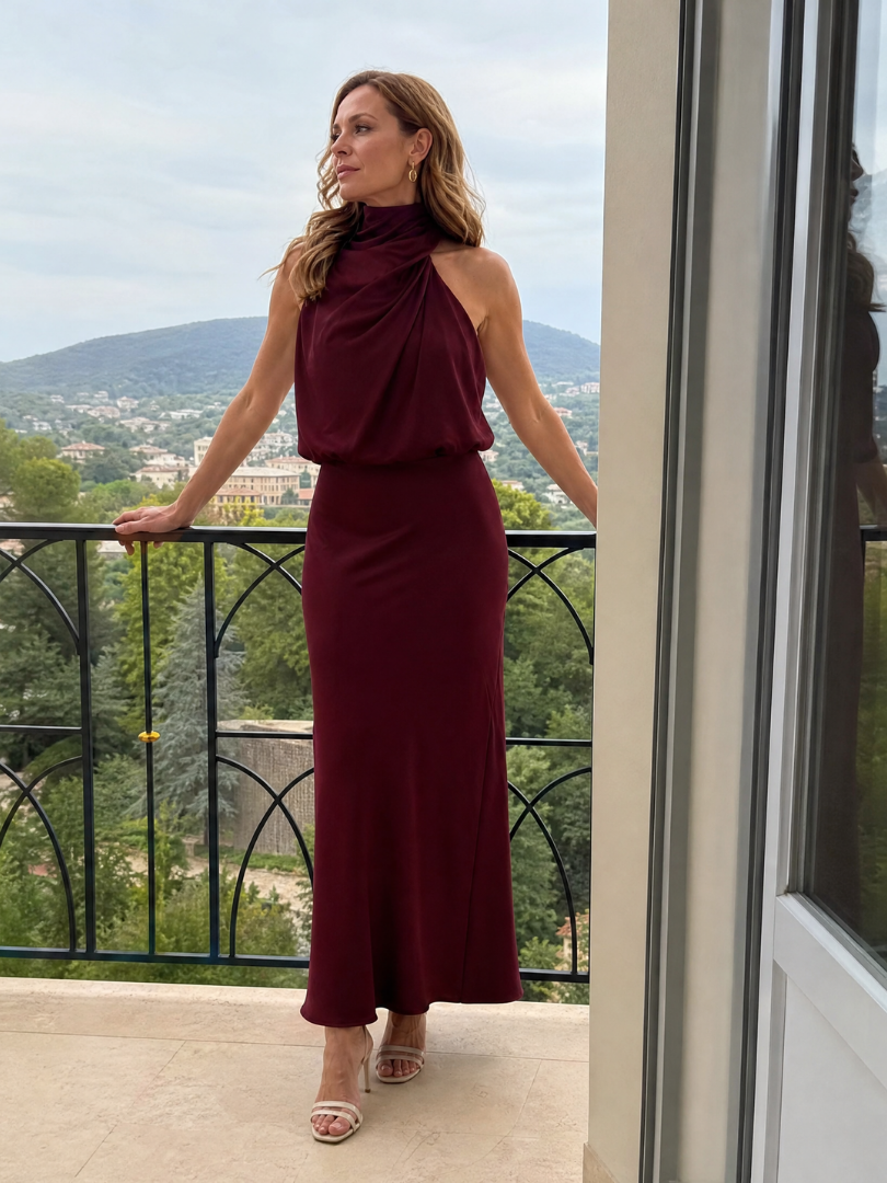 Nopal | Robe Midi Sans Manches Col Drapé