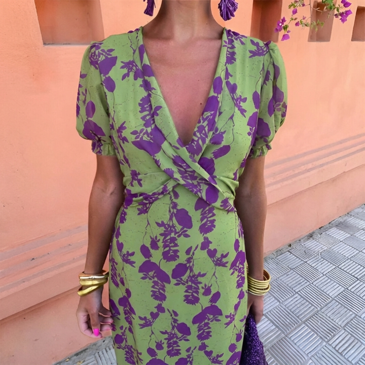 Ernestina™ | Robe Longue Fleurie Verte