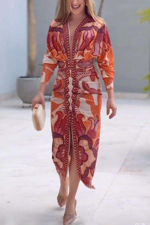 Eva | Robe Midi Dolman Imprimée Unique Sun Escape