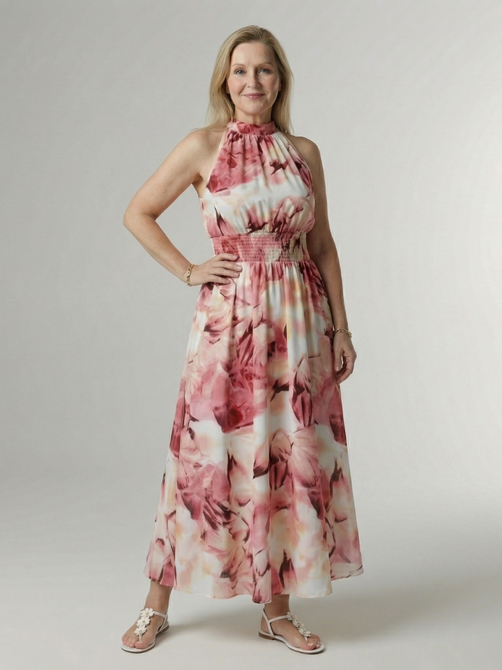 Sylin | Robe Midi Halter Froncée