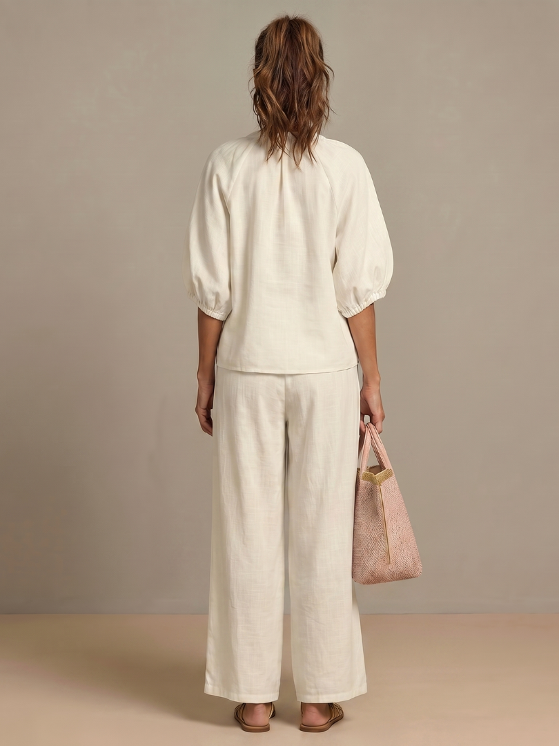 Natalia | Top Blouson avec Zip et Pantalon à Jambe Large