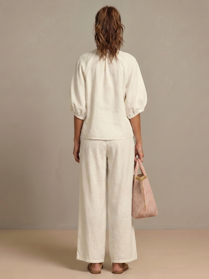 Natalia | Top Blouson avec Zip et Pantalon à Jambe Large