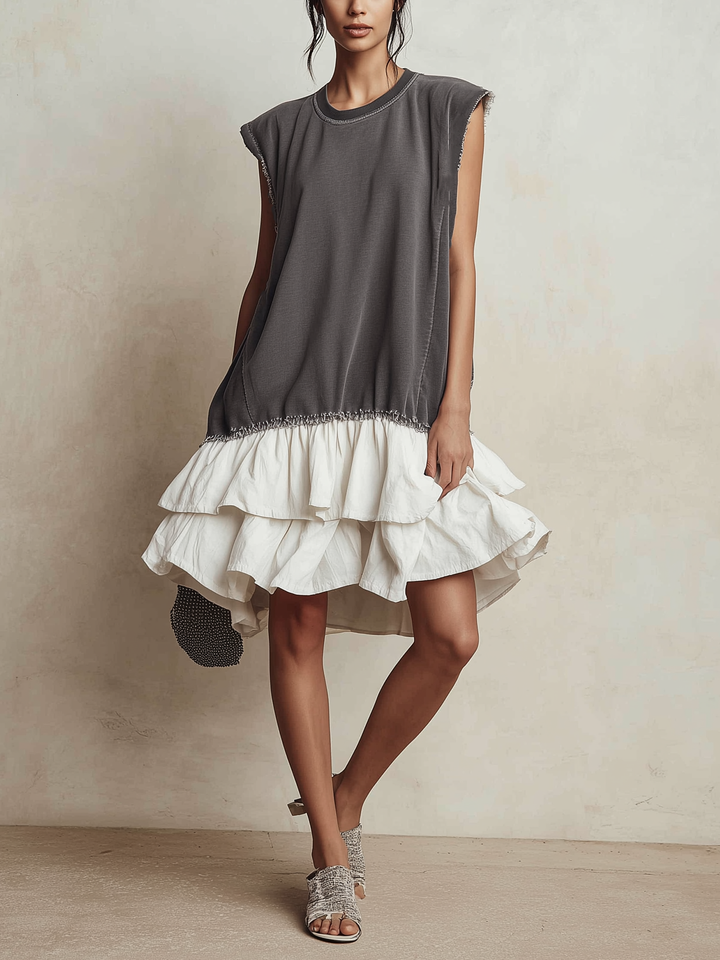 Ilaria | Robe casual bicolore, coupe ample, pour les vacances