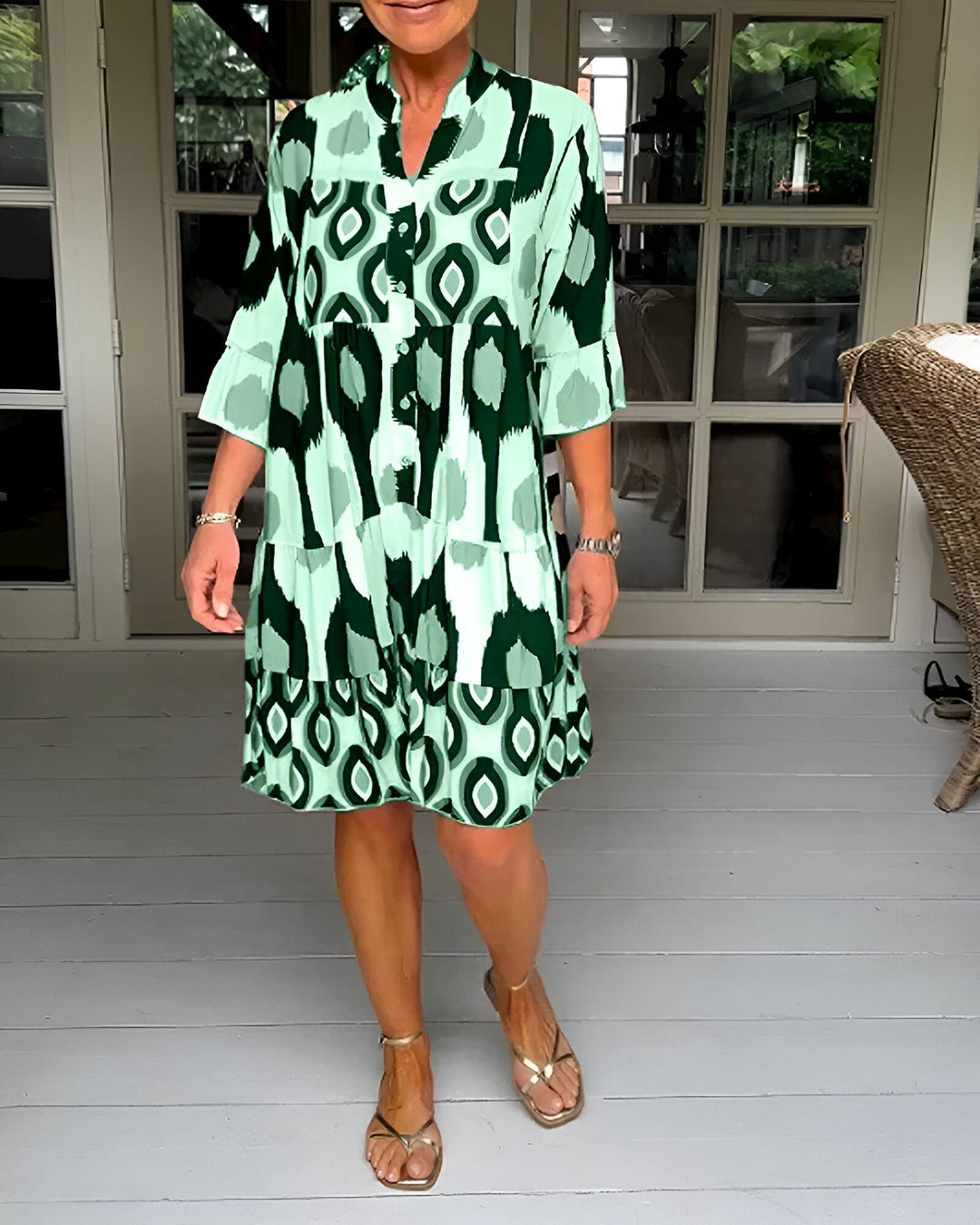 Parker™ | Robe Midi à Volants Imprimé Géométrique