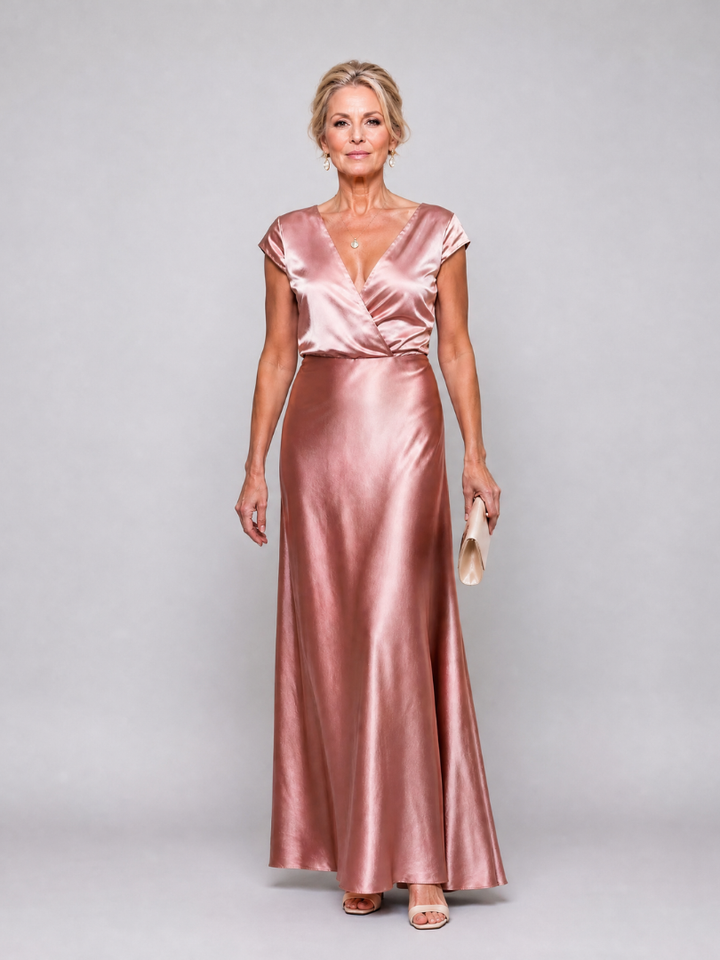 Samouse | Robe Maxi Portefeuille À Manches Courtes