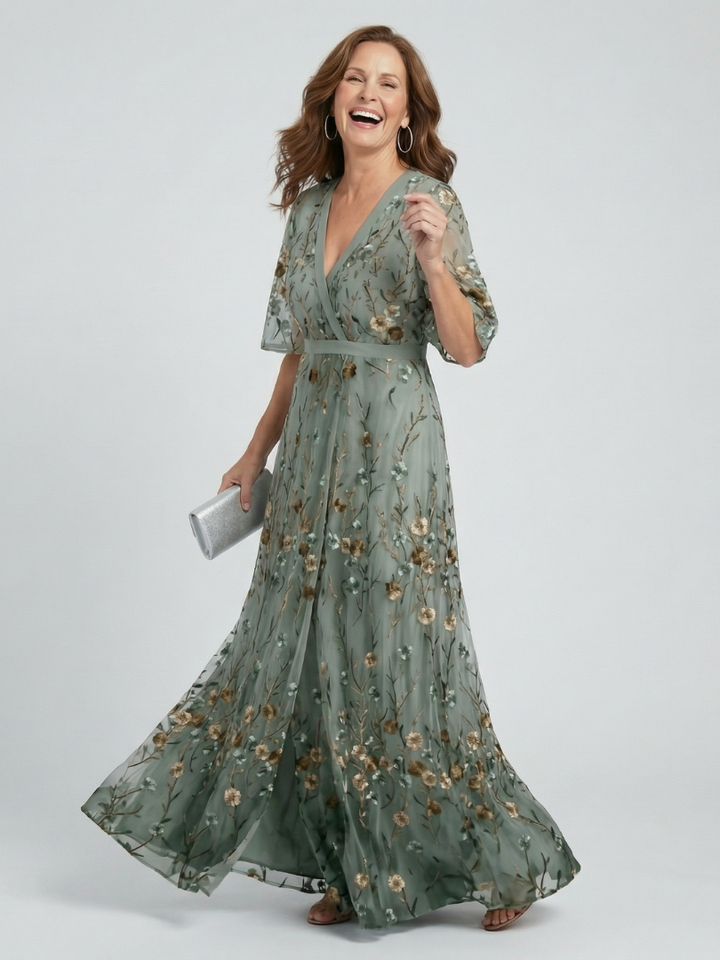 Selora | Robe Maxi Fluide Halter à Imprimé Floral