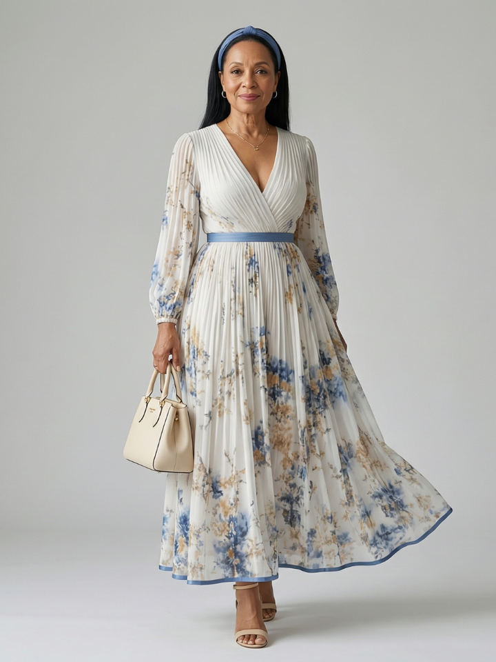 Rielle | Robe Midi Portefeuille Plissée