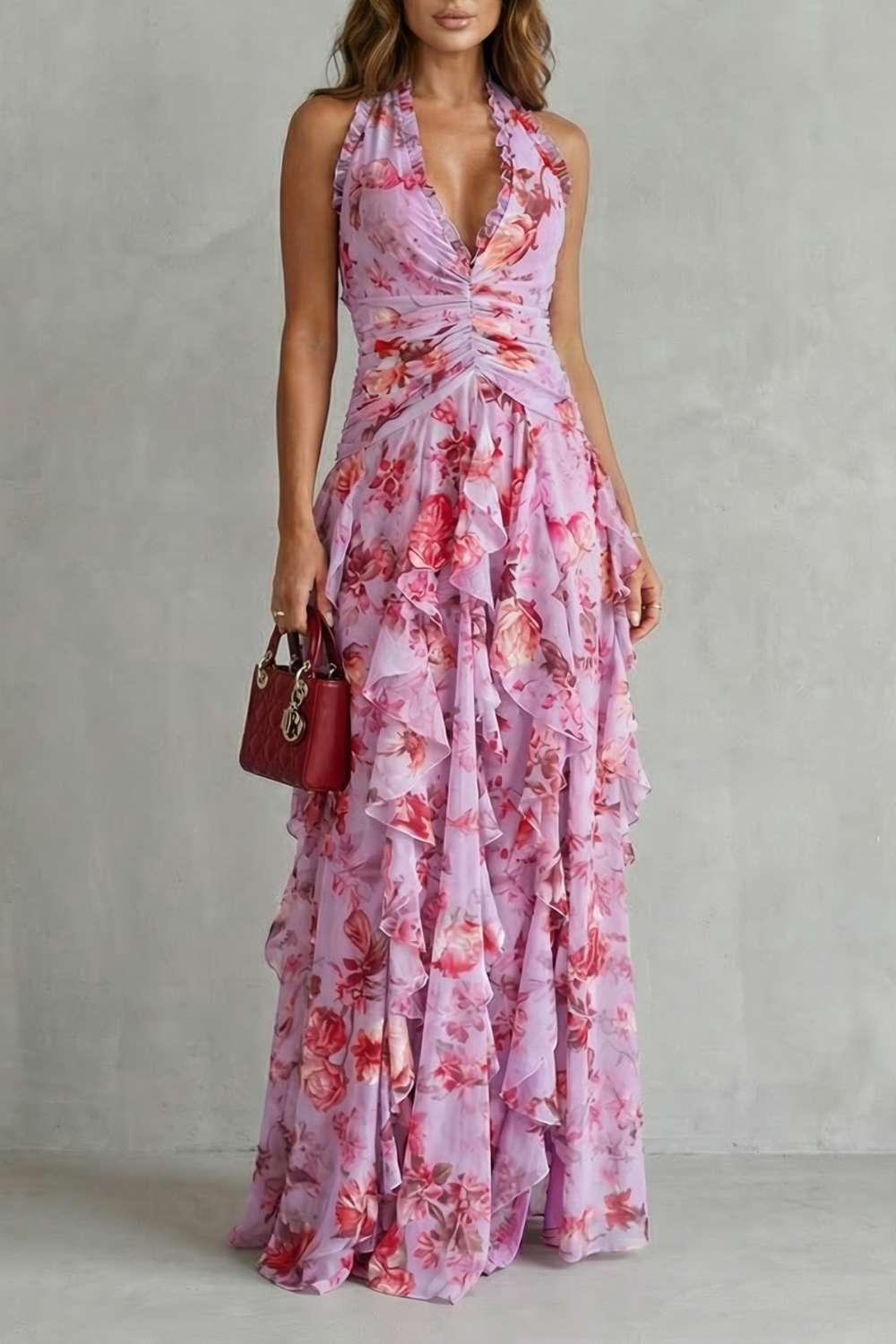 Bella | Robe longue à encolure halter