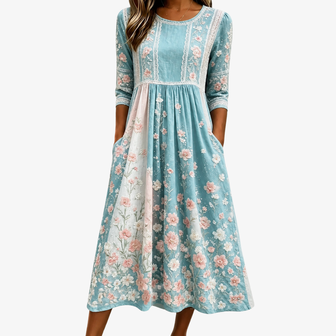 Robe Midi Patchwork Spring Blossom