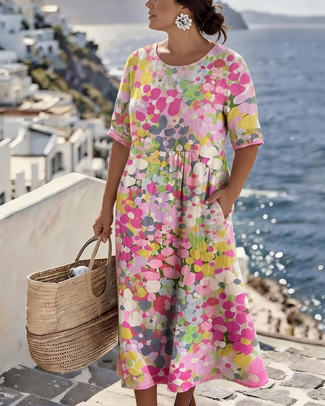 ELENA™ - ROBE MIDI D'ÉTÉ FLEURIE ÉLÉGANTE