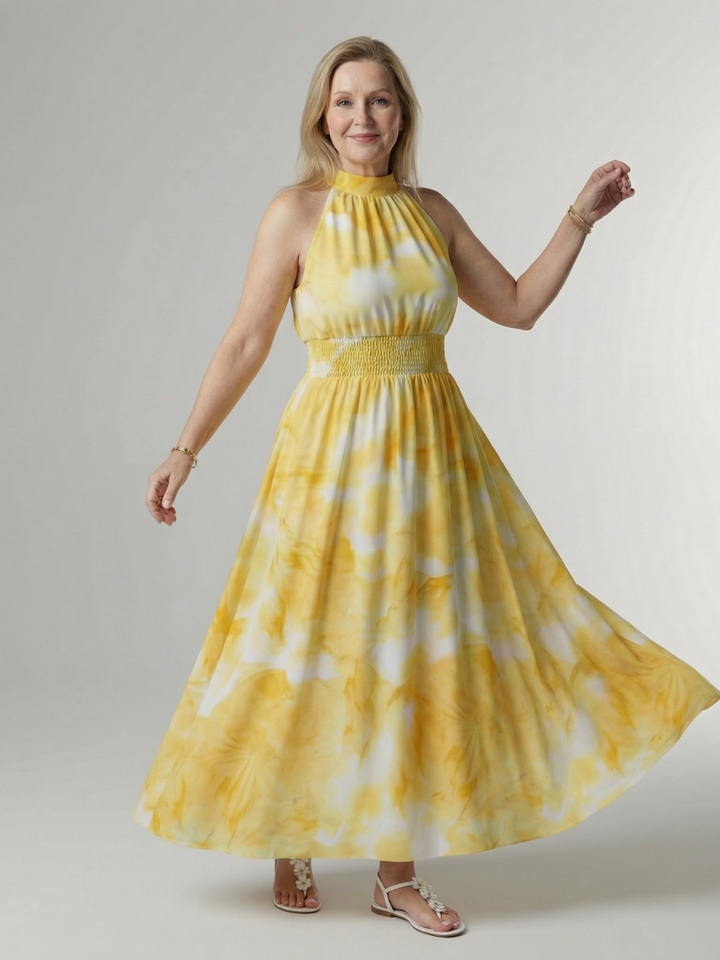 Sylin | Robe Midi Halter Froncée