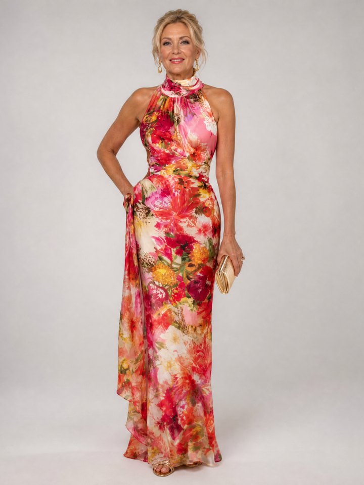 Elisabetta | Robe Maxi Halter à Imprimé Floral