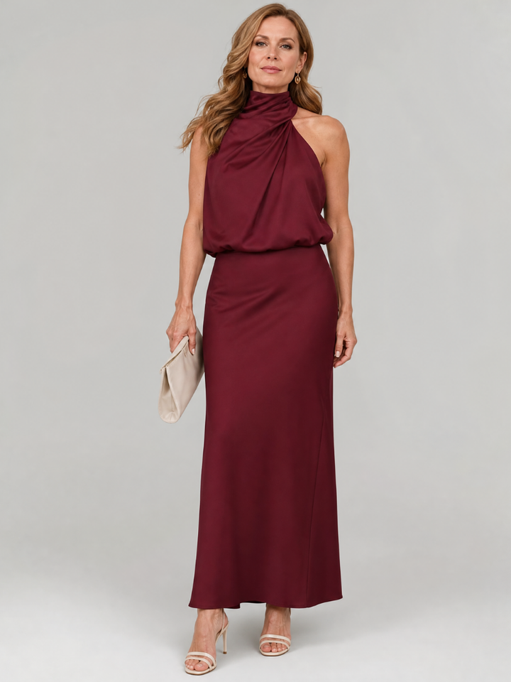 Nopal | Robe Midi Sans Manches Col Drapé