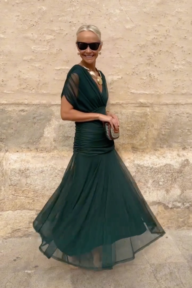 Luisa | Robe longue de fête élégante à col en V