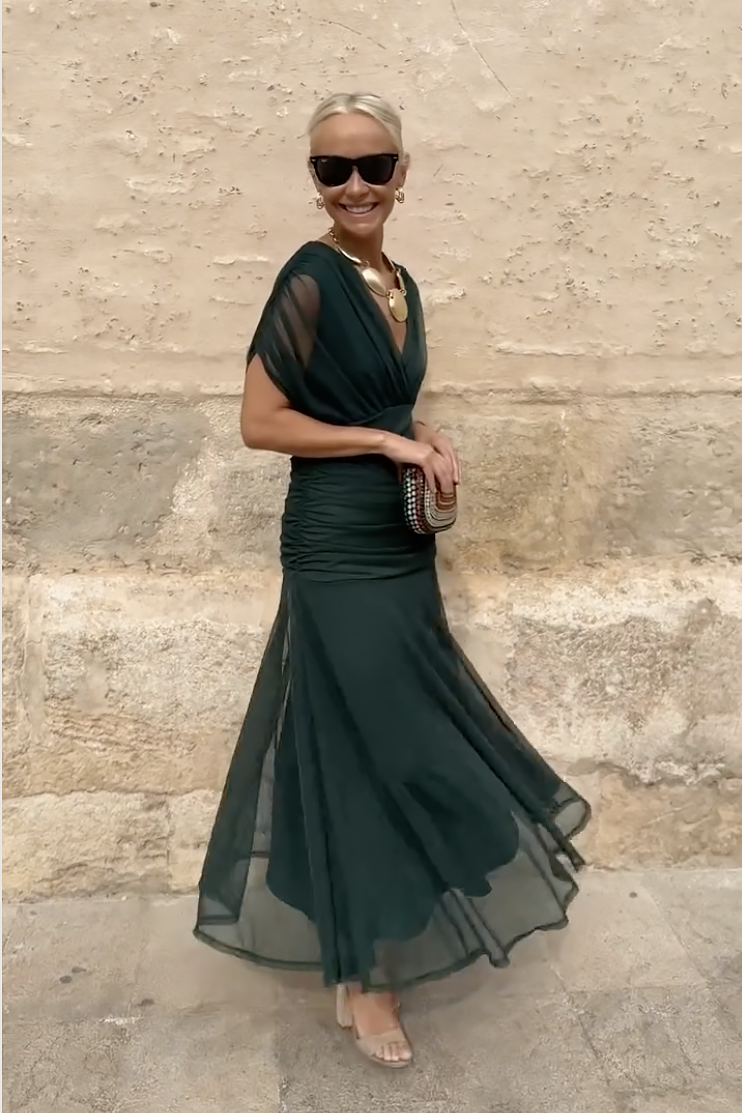 Luisa | Robe longue de fête élégante à col en V