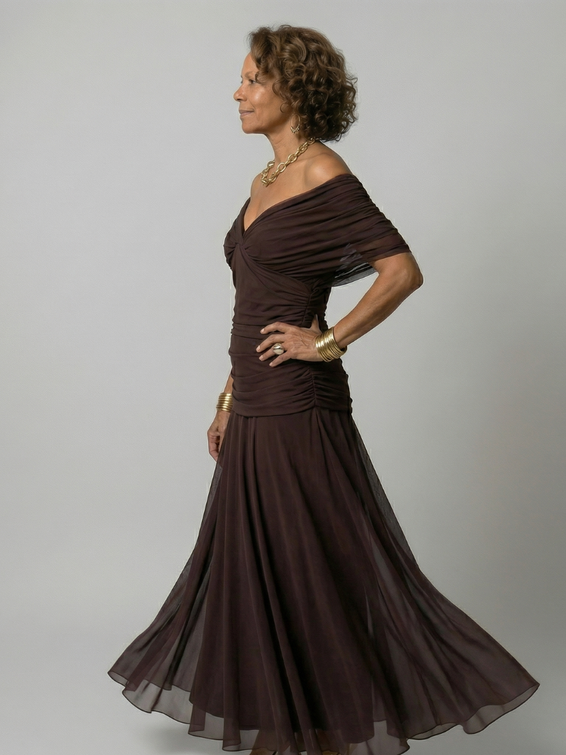 Calen | Robe Midi Fluide Épaules Dénudées