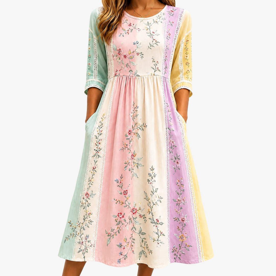 Robe Midi à Poches Pastel Garden Panel