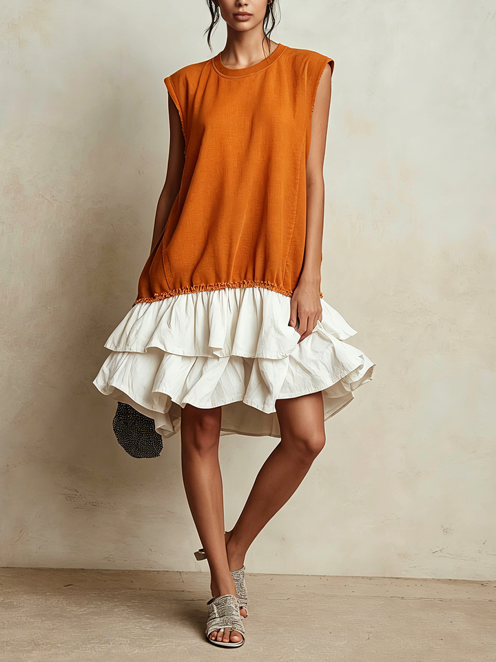 Ilaria | Robe casual bicolore, coupe ample, pour les vacances