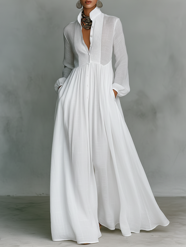 Elisa · Robe Longue Minimaliste à Col Montant