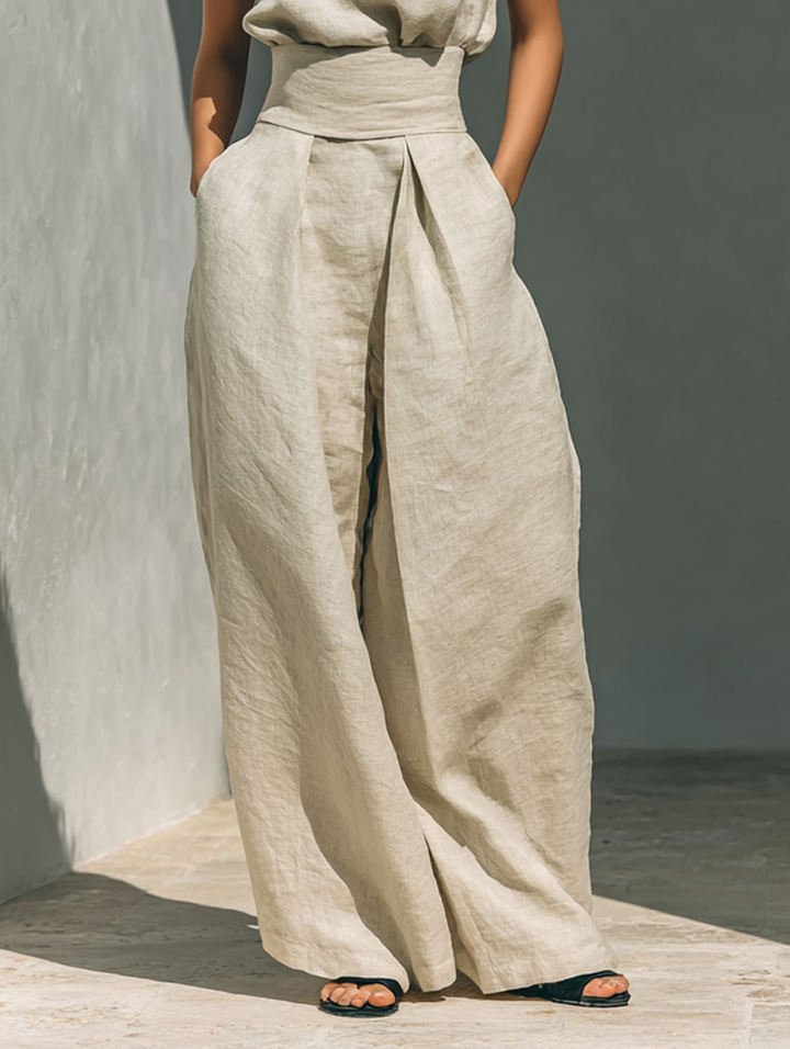 Maria™ | Ensemble Débardeur et Pantalon Large en Coton et Lin
