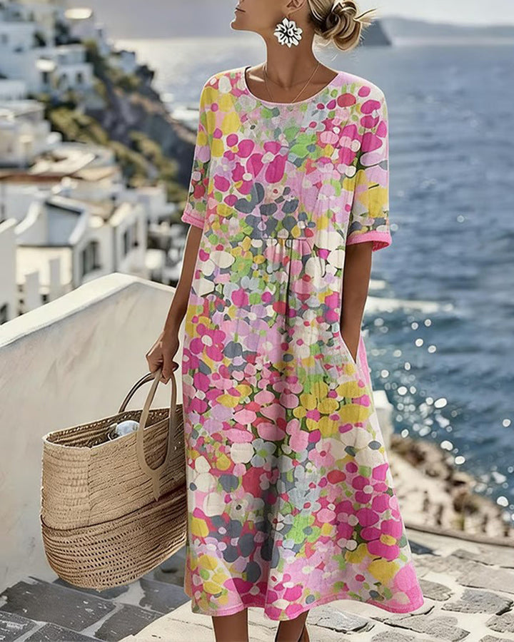 ELENA™ - ROBE MIDI D'ÉTÉ FLEURIE ÉLÉGANTE