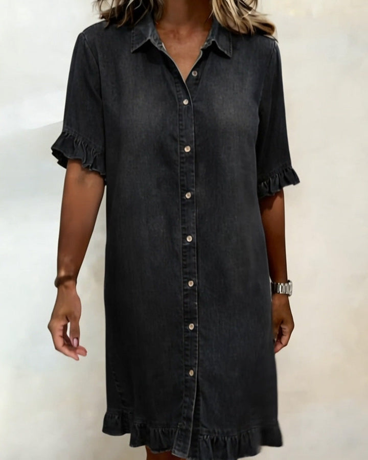Maria | Robe en Denim Confortable avec Plis Flatteurs