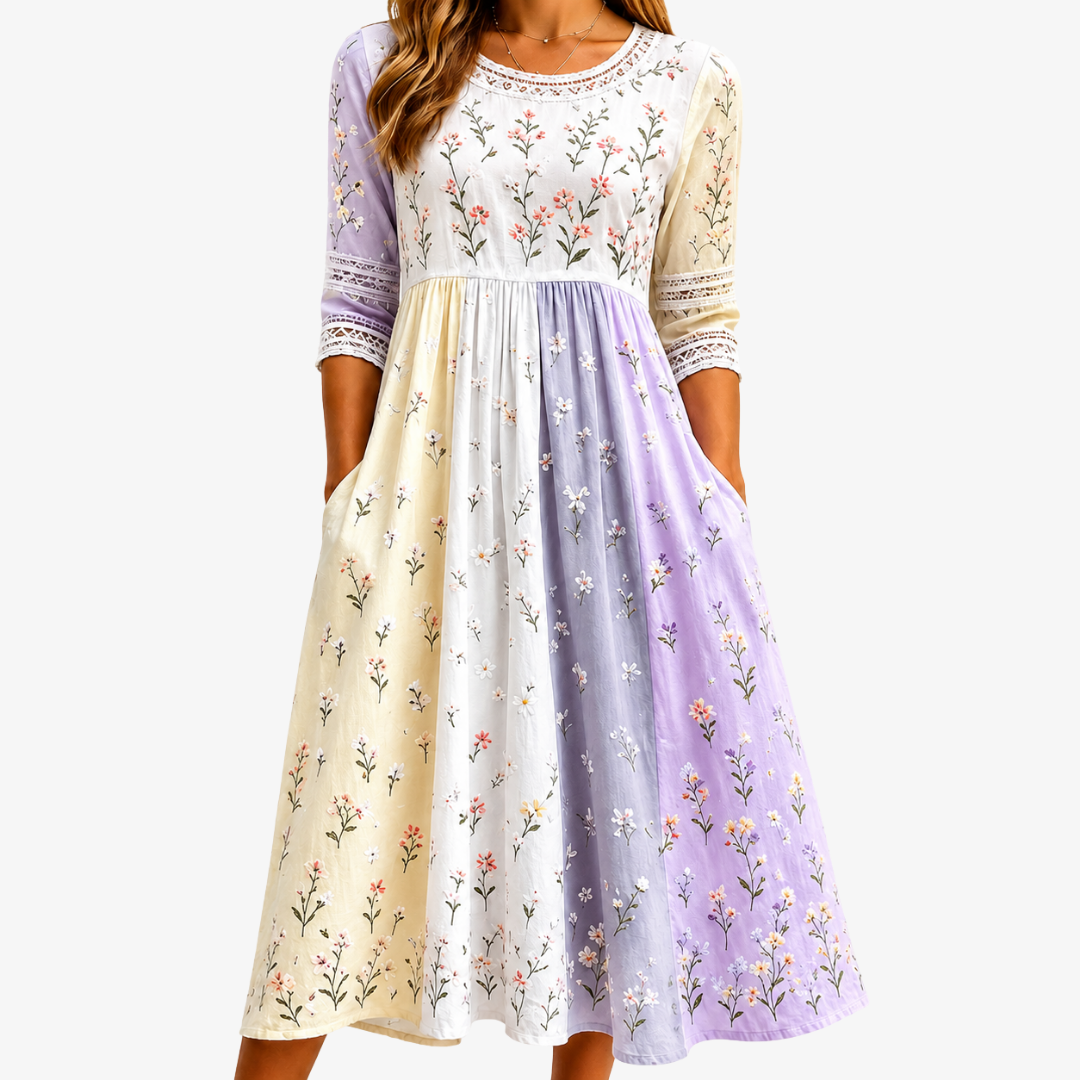 Robe Midi Patchwork Lavender Meadow