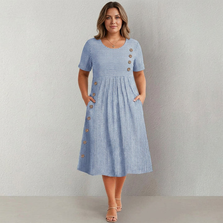 Pia - Robe Rayée à Boutons