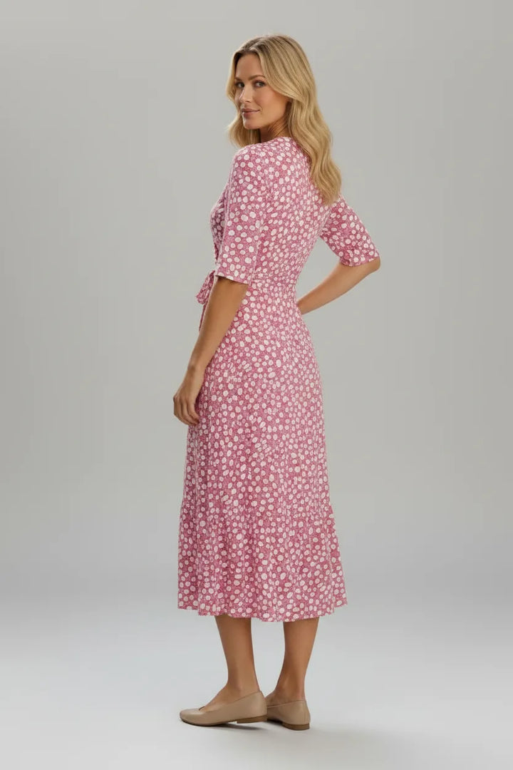 Annie | Robe Midi à Pois Élégante Effet Ventre Plat
