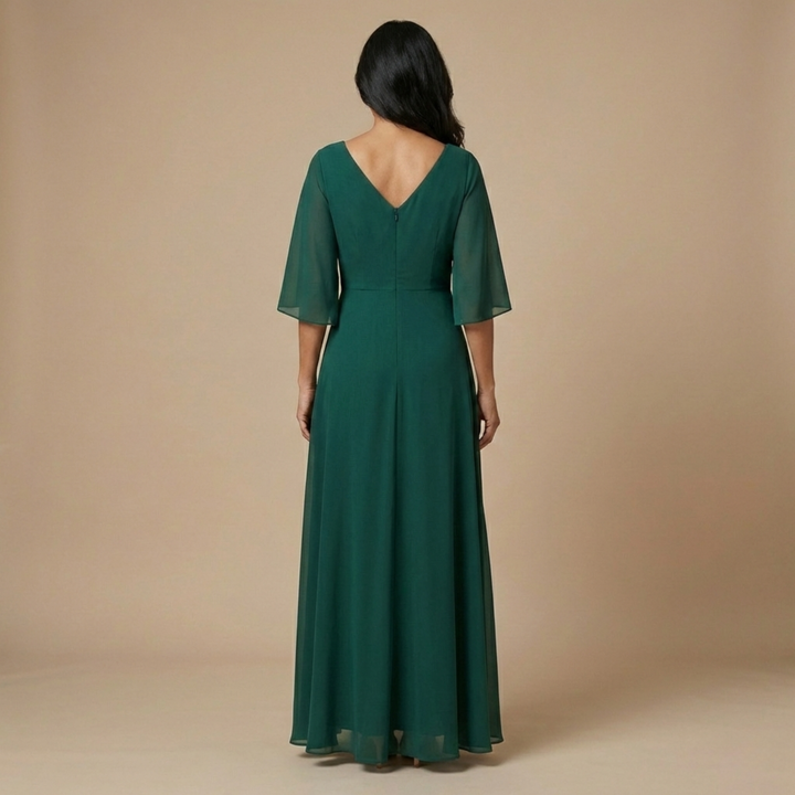 Robe Longue à Décolleté en V Drapé