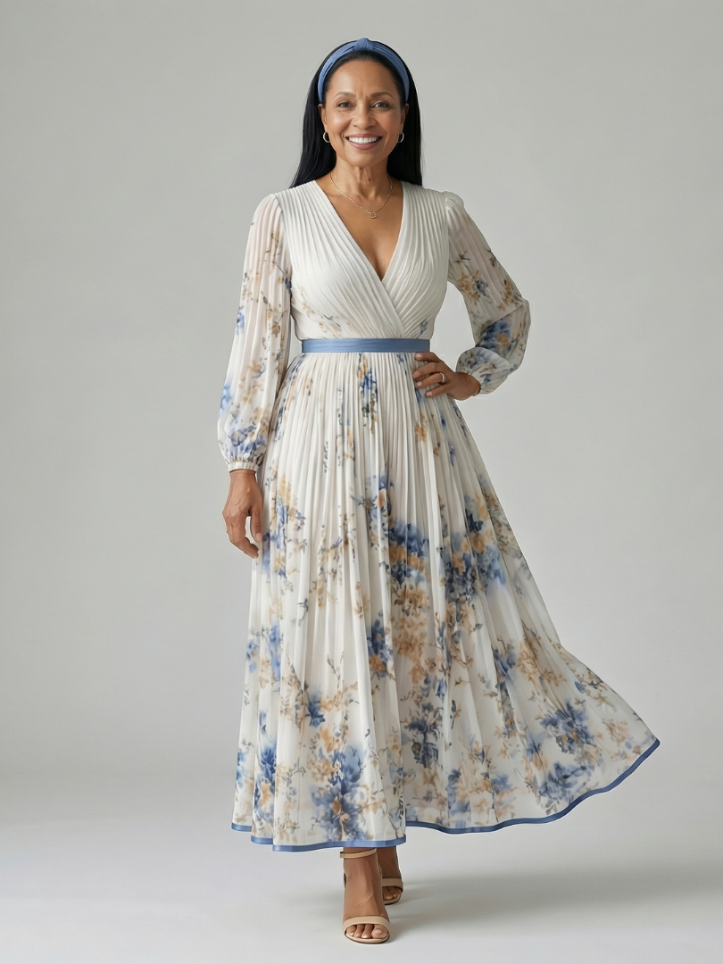 Rielle | Robe Midi Portefeuille Plissée