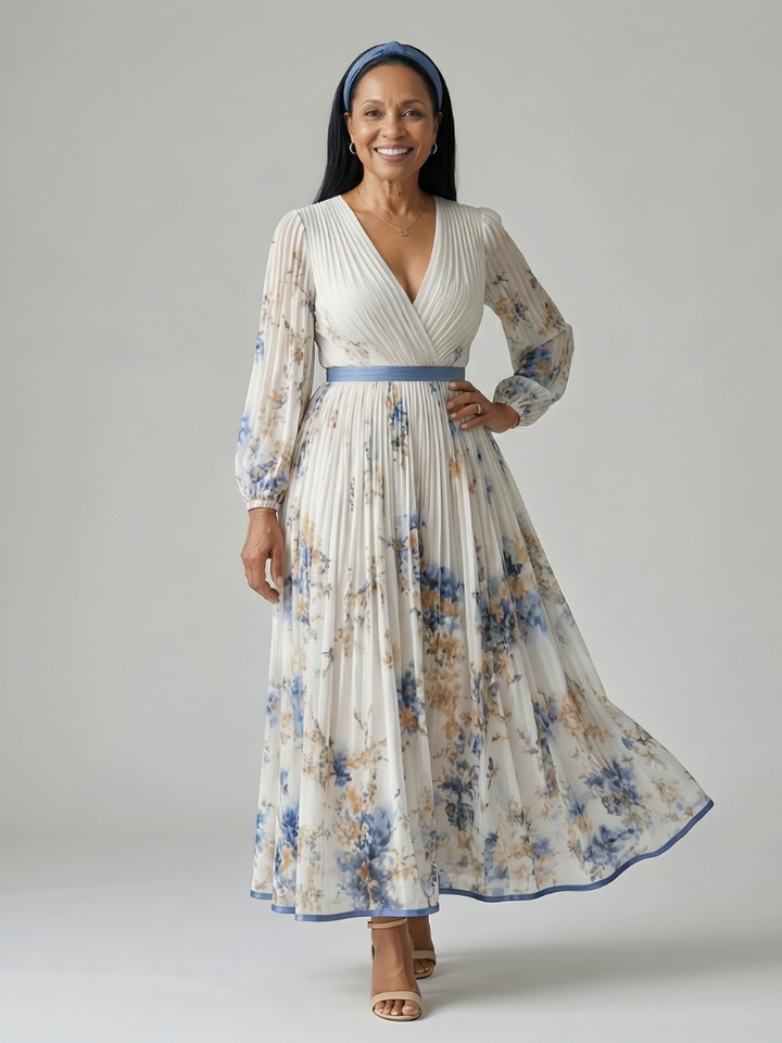 Rielle | Robe Midi Portefeuille Plissée
