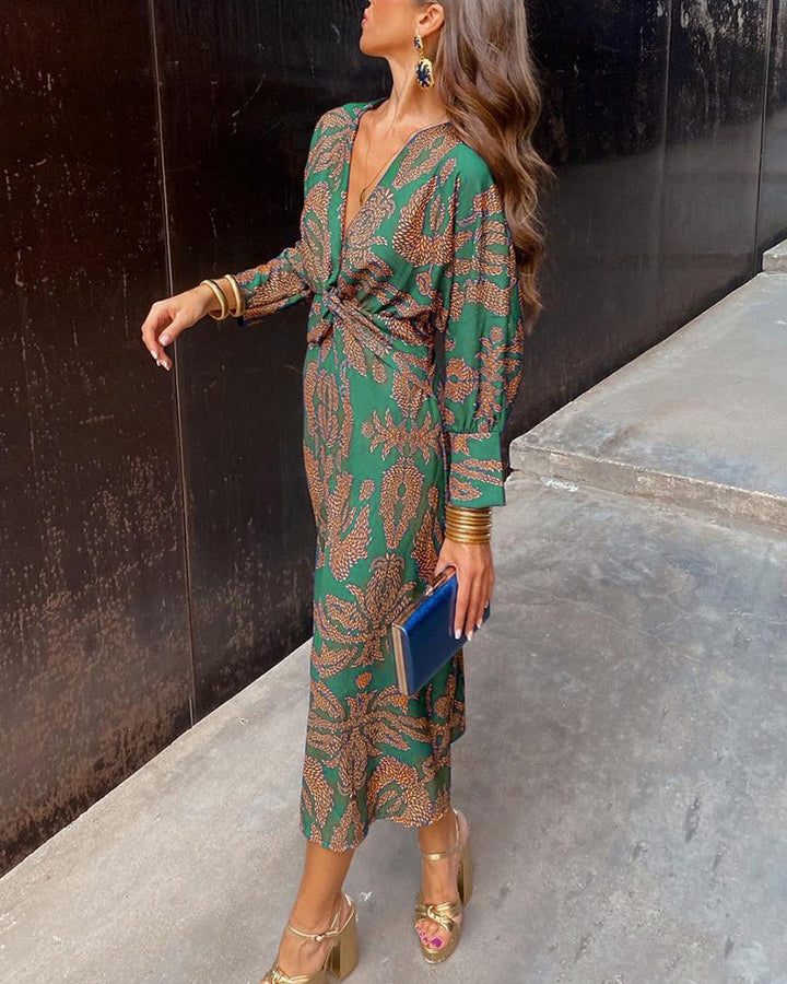 Isadora | Robe Midi Élégante à Imprimé Délicat
